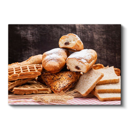 Fırın Ürünleri - Taze Ekmek ve Unlu Mamuller Koleksiyonu Kanvas Tablo