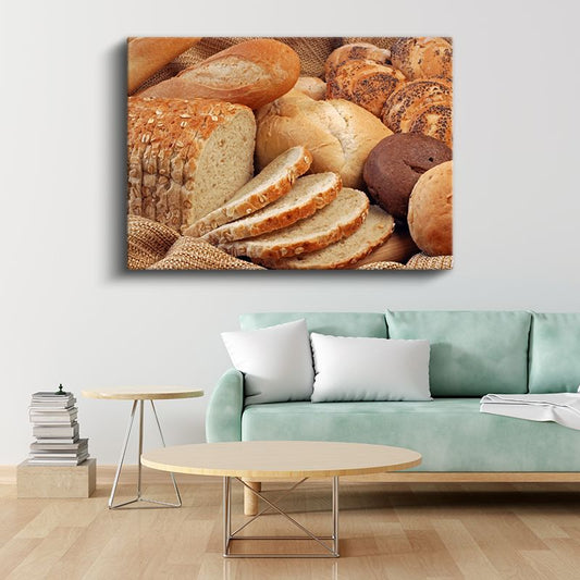Taze Ekmek Çeşitleri - Geleneksel Fırın Lezzetleri Kanvas Tablo
