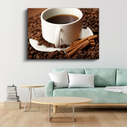 Aromatik Kahve - Tarçın ve Çekirdeklerle Zenginleştirilmiş Kanvas Tablo
