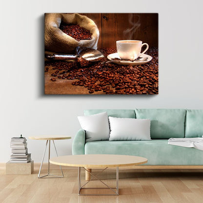 Geleneksel Kahve Keyfi - Taze Çekirdekten Fincana Kanvas Tablo