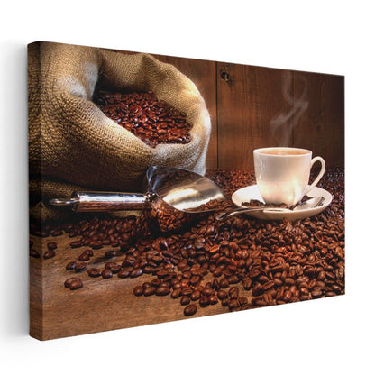 Geleneksel Kahve Keyfi - Taze Çekirdekten Fincana Kanvas Tablo