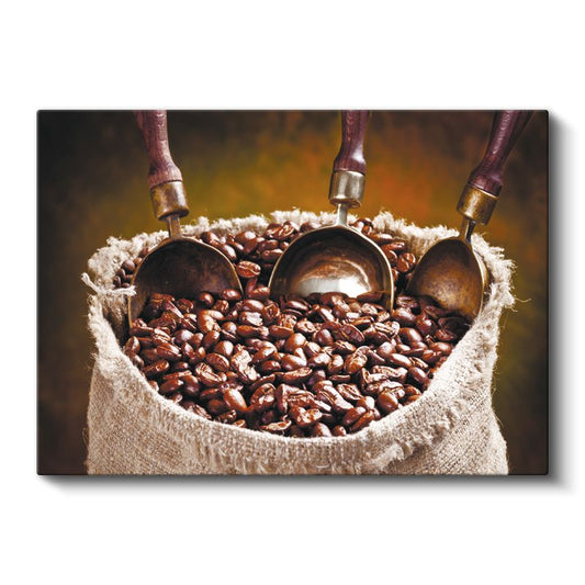 Kahve Çekirdekleri - Ölçü Kaşıklarıyla Hazırlık Kanvas Tablo