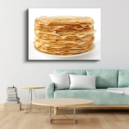 Altın Krep Yığını - Nefis Kahvaltı Lezzeti Kanvas Tablo