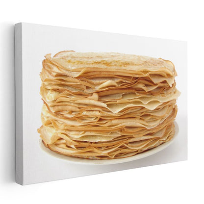 Altın Krep Yığını - Nefis Kahvaltı Lezzeti Kanvas Tablo
