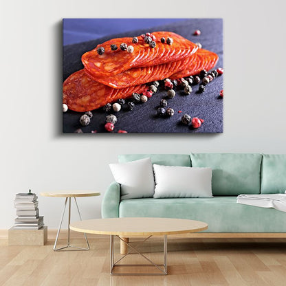 Baharatlı Sucuk Dilimleri - Gurme Aperatif Lezzeti Kanvas Tablo