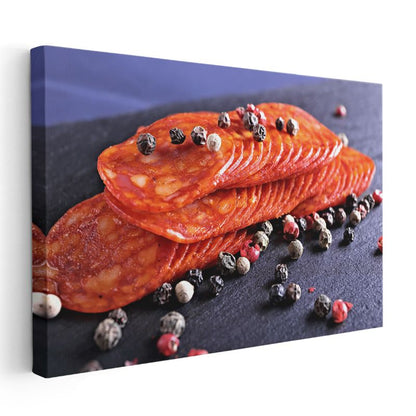 Baharatlı Sucuk Dilimleri - Gurme Aperatif Lezzeti Kanvas Tablo