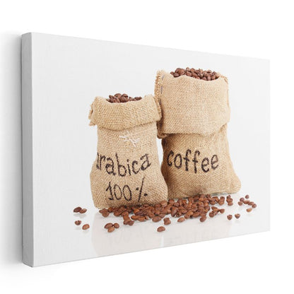 Kahve Çekirdekleri - Çuval İçinde Arabica Kanvas Tablo