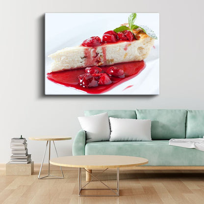 Çilekli Cheesecake - Tatlı Lezzet Kanvas Tablo