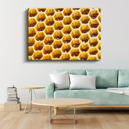 Bal Peteği - Doğal Altın Doku Kanvas Tablo