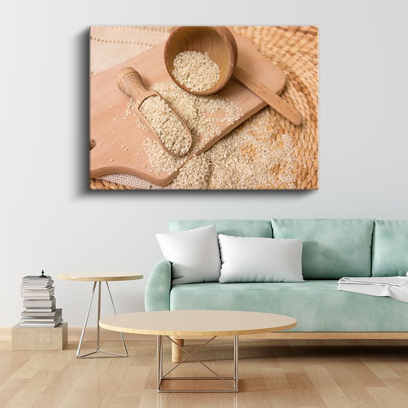 Susam Taneleri - Ahşap Sunum Kanvas Tablo