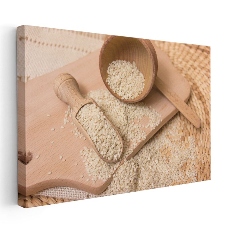 Susam Taneleri - Ahşap Sunum Kanvas Tablo