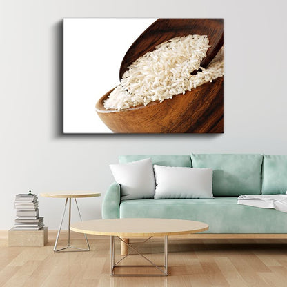 Beyaz Pirinç - Ahşap Kâsede Sunum Kanvas Tablo