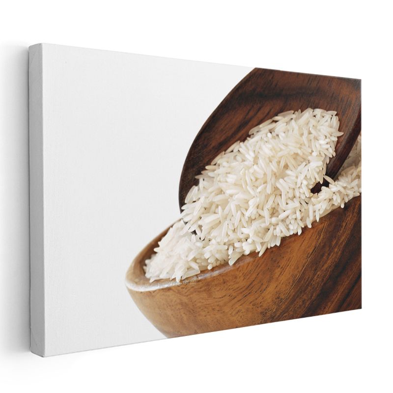 Beyaz Pirinç - Ahşap Kâsede Sunum Kanvas Tablo