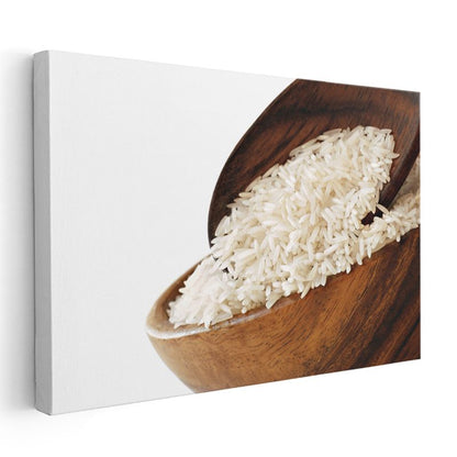 Beyaz Pirinç - Ahşap Kâsede Sunum Kanvas Tablo