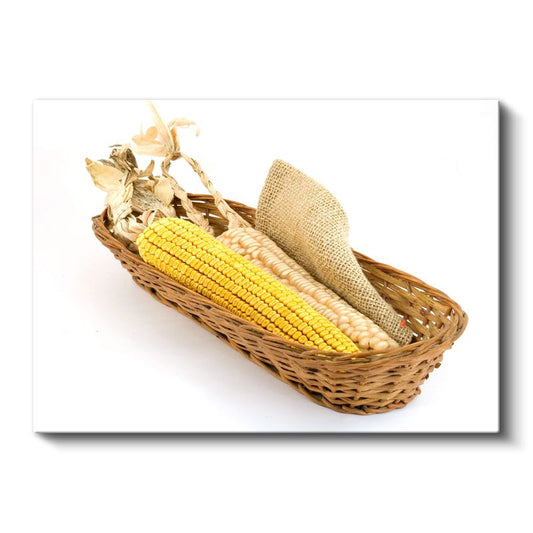 Mısır Koçanları - Hasır Sepette Doğal Lezzet Kanvas Tablo