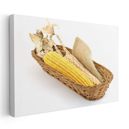Mısır Koçanları - Hasır Sepette Doğal Lezzet Kanvas Tablo