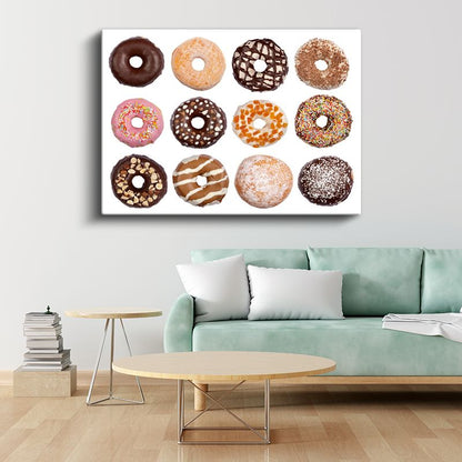 Donut Çeşitleri - Renkli Tatlı Koleksiyonu Kanvas Tablo