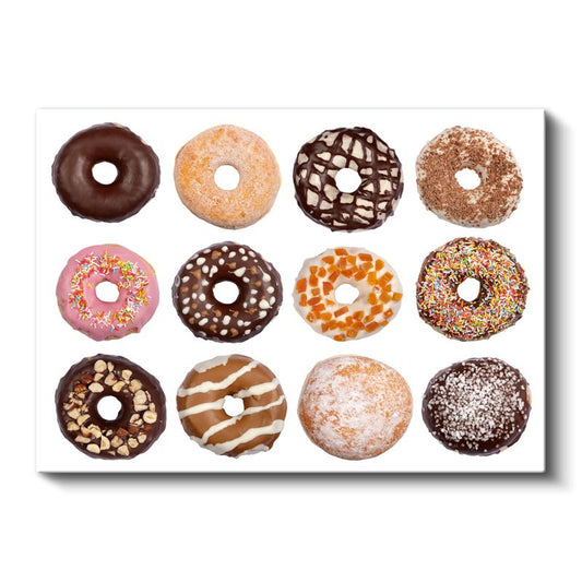 Donut Çeşitleri - Renkli Tatlı Koleksiyonu Kanvas Tablo