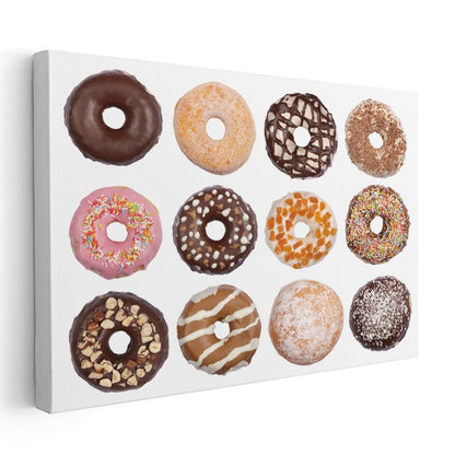 Donut Çeşitleri - Renkli Tatlı Koleksiyonu Kanvas Tablo