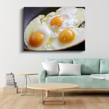 Sahanda Yumurta - Altın Sarısı Kahvaltı Lezzeti Kanvas Tablo