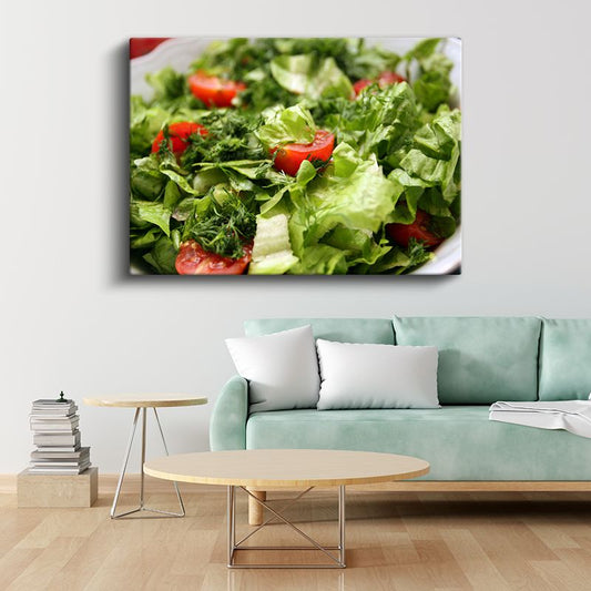 Yeşil Salata - Domates Dokunuşlu Tazelik Kanvas Tablo