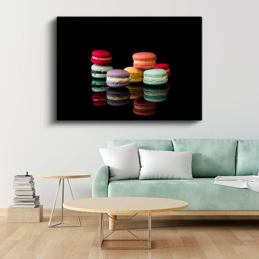 Renkli Makaronlar - Fransız Tatlı Şöleni Kanvas Tablo