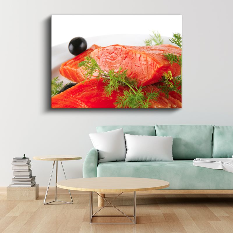 Taze Somon Fileto - Dereotlu Gurme Sunum Kanvas Tablo