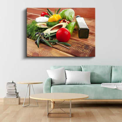 Akdeniz Sebzeleri - Taze Mutfak Malzemeleri Kanvas Tablo