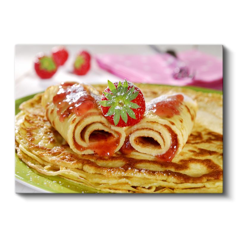 Krep Tatlısı - Çilekli Gurme Lezzet Kanvas Tablo