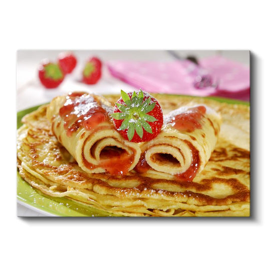 Krep Tatlısı - Çilekli Gurme Lezzet Kanvas Tablo