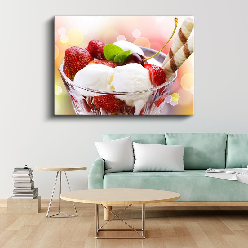 Dondurma Keyfi - Taze Meyveli Vanilyalı Dondurma Kanvas Tablo
