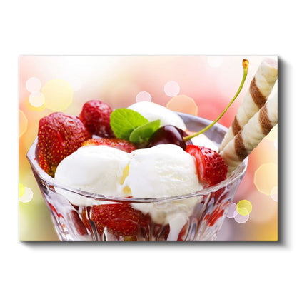 Dondurma Keyfi - Taze Meyveli Vanilyalı Dondurma Kanvas Tablo
