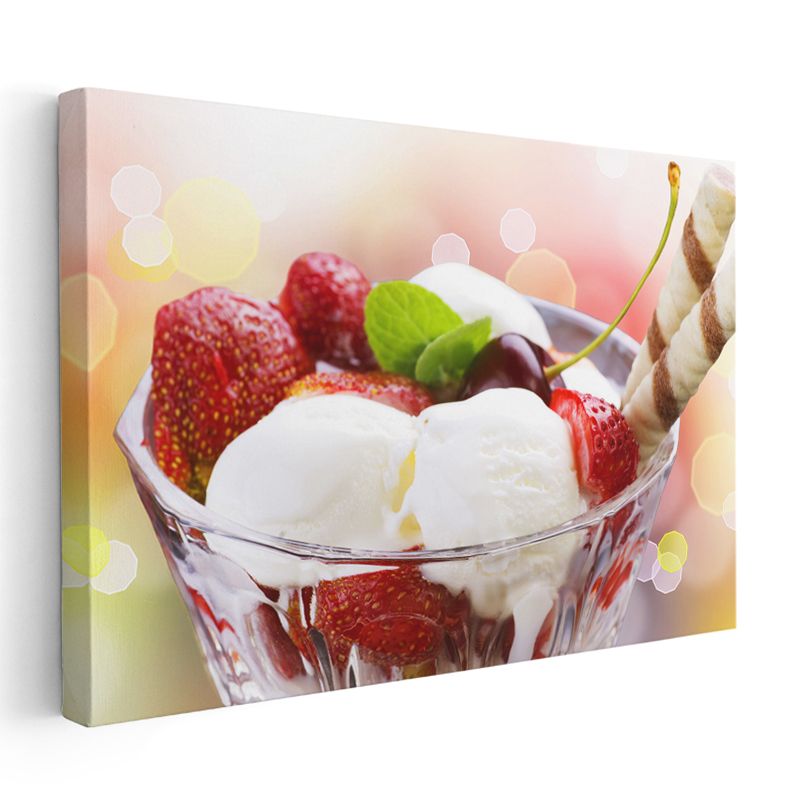 Dondurma Keyfi - Taze Meyveli Vanilyalı Dondurma Kanvas Tablo
