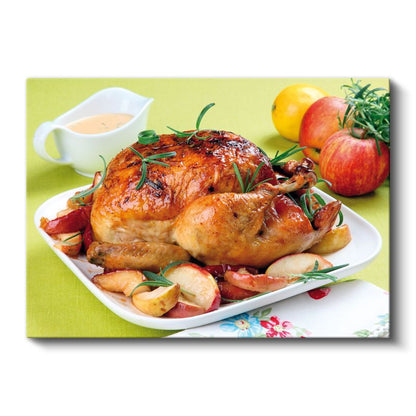 Kızarmış Tavuk - Elma Garnitürlü Fırın Tavuk Kanvas Tablo