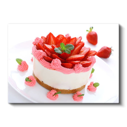 Çilekli Pasta - Nefis Kremalı Tatlı Kanvas Tablo
