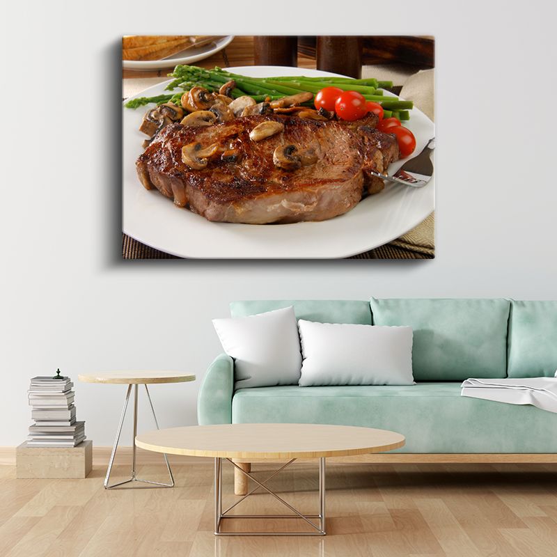 Leziz Biftek - Mantar Soslu Et Kanvas Tablo