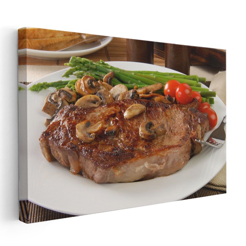 Leziz Biftek - Mantar Soslu Et Kanvas Tablo