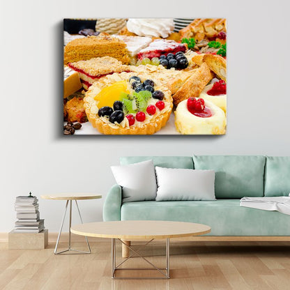Tatlı Şöleni - Meyveli Pasta Çeşitleri Kanvas Tablo