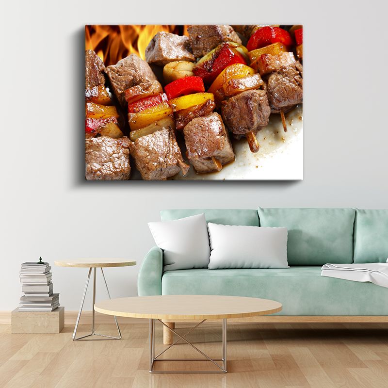 Et Şiş Ziyafeti - Sebzeli Izgara Şiş Kanvas Tablo