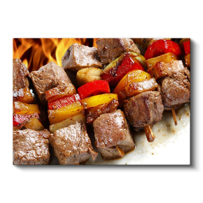 Et Şiş Ziyafeti - Sebzeli Izgara Şiş Kanvas Tablo