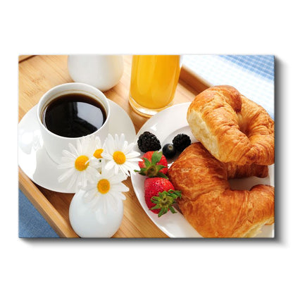 Kahvaltı Keyfi - Kruvasan ve Taze Meyveler Kanvas Tablo