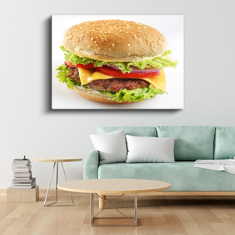 Peynirli Burger - Taze Sebzeli Lezzet Kanvas Tablo