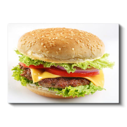 Peynirli Burger - Taze Sebzeli Lezzet Kanvas Tablo