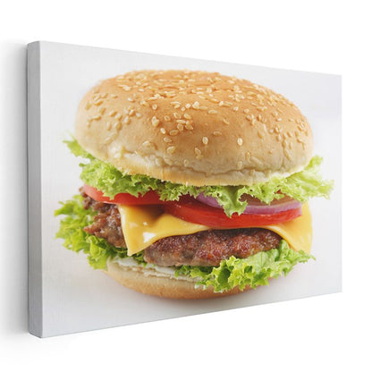 Peynirli Burger - Taze Sebzeli Lezzet Kanvas Tablo