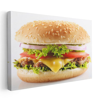 Klasik Cheeseburger - Enfes Katmanlı Lezzet Kanvas Tablo
