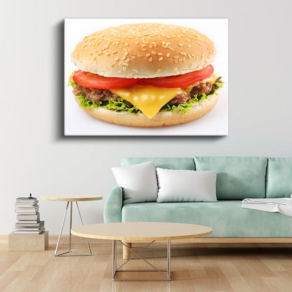 Sade Cheeseburger - Minimal Lezzet Kanvas Tablo