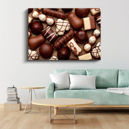 Çikolata Çeşitleri - El Yapımı Pralin Koleksiyonu Kanvas Tablo