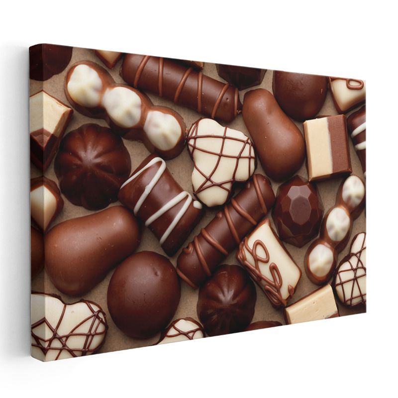 Çikolata Çeşitleri - El Yapımı Pralin Koleksiyonu Kanvas Tablo