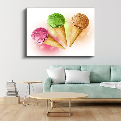 Dondurma Külahları - Üç Farklı Lezzet Kanvas Tablo