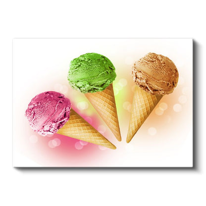 Dondurma Külahları - Üç Farklı Lezzet Kanvas Tablo